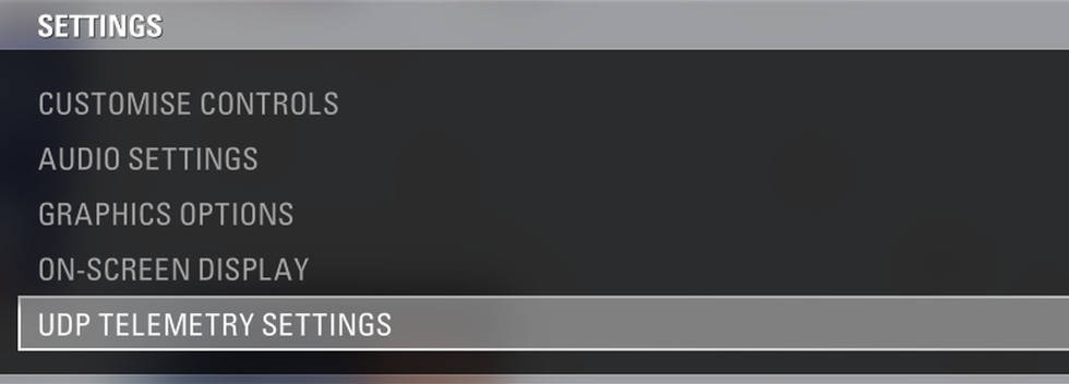 UDP telemetry settings
