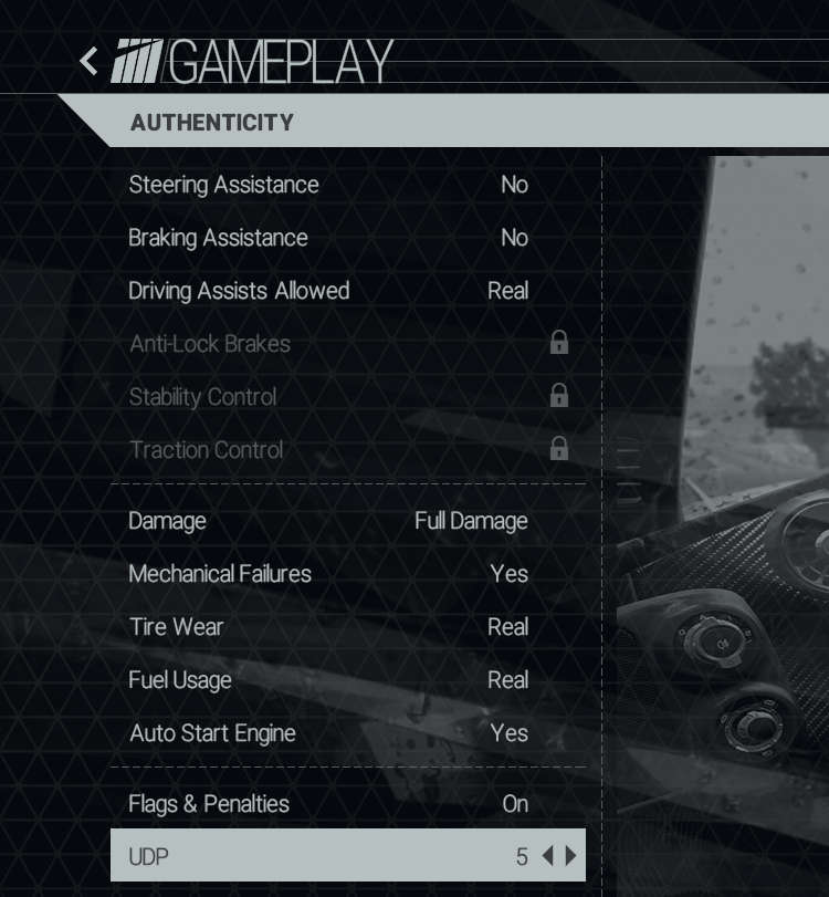 Gameplay menu